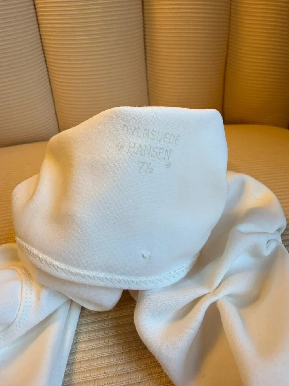 Vintage 1950s Hansen Nylasuede Ruched Evening Gloves White Size 7.5